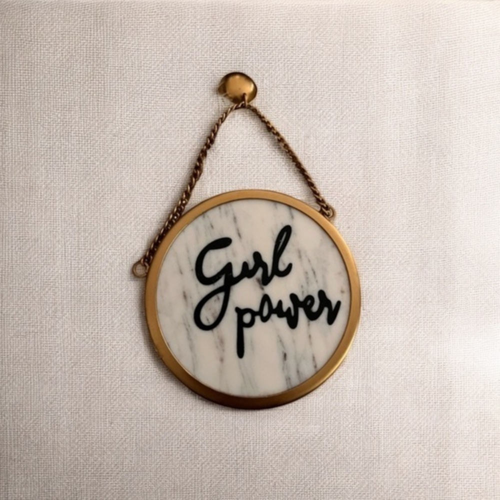 Girl power wall decor marble with gold wall hanging